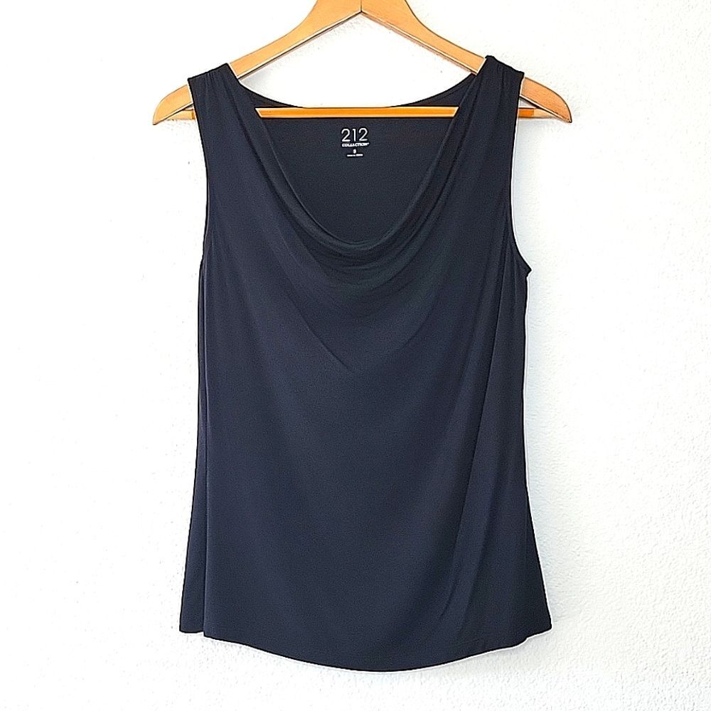 212 COLLECTION Black Sleeveless Cowl Neck Tank Top size S Classic Timeless